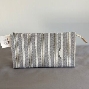Coach Legacy Collection Cosmetic Bag White Black Ticking Stripe NWT